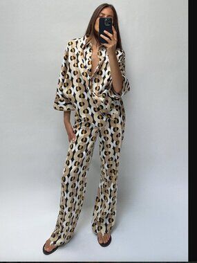 ZARA WOMEN MULTI GEOMETRIC PRINT STRAIGHT LEG PANTS SIZE M NWT 49$